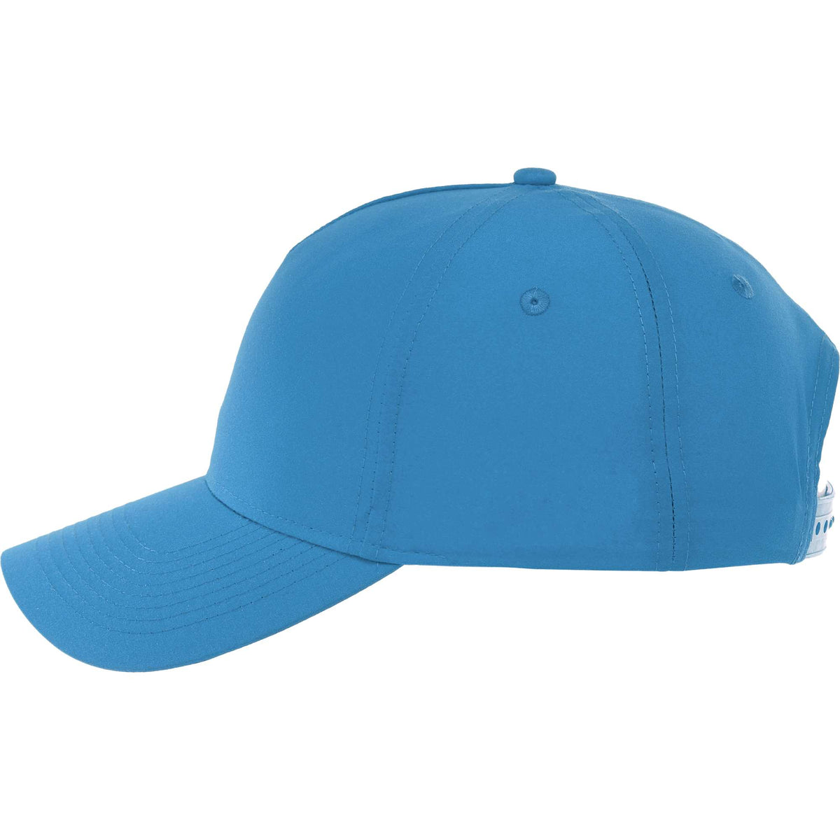Dominate Microfiber Ball Cap with Seamless Front Embroidery - Olympic Blue - Left Side