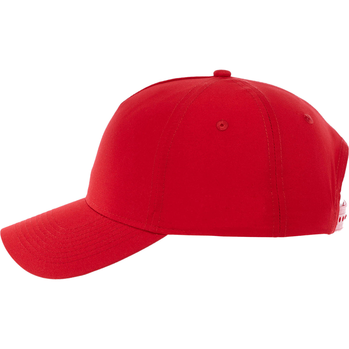 Dominate Microfiber Ball Cap with Seamless Front Embroidery - Team Red - Left Side