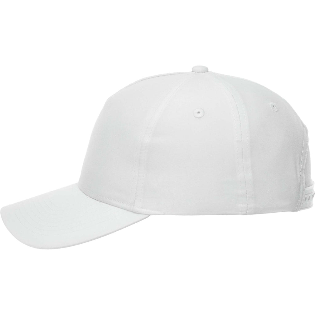 Dominate Microfiber Ball Cap with Seamless Front Embroidery - White - Left Side