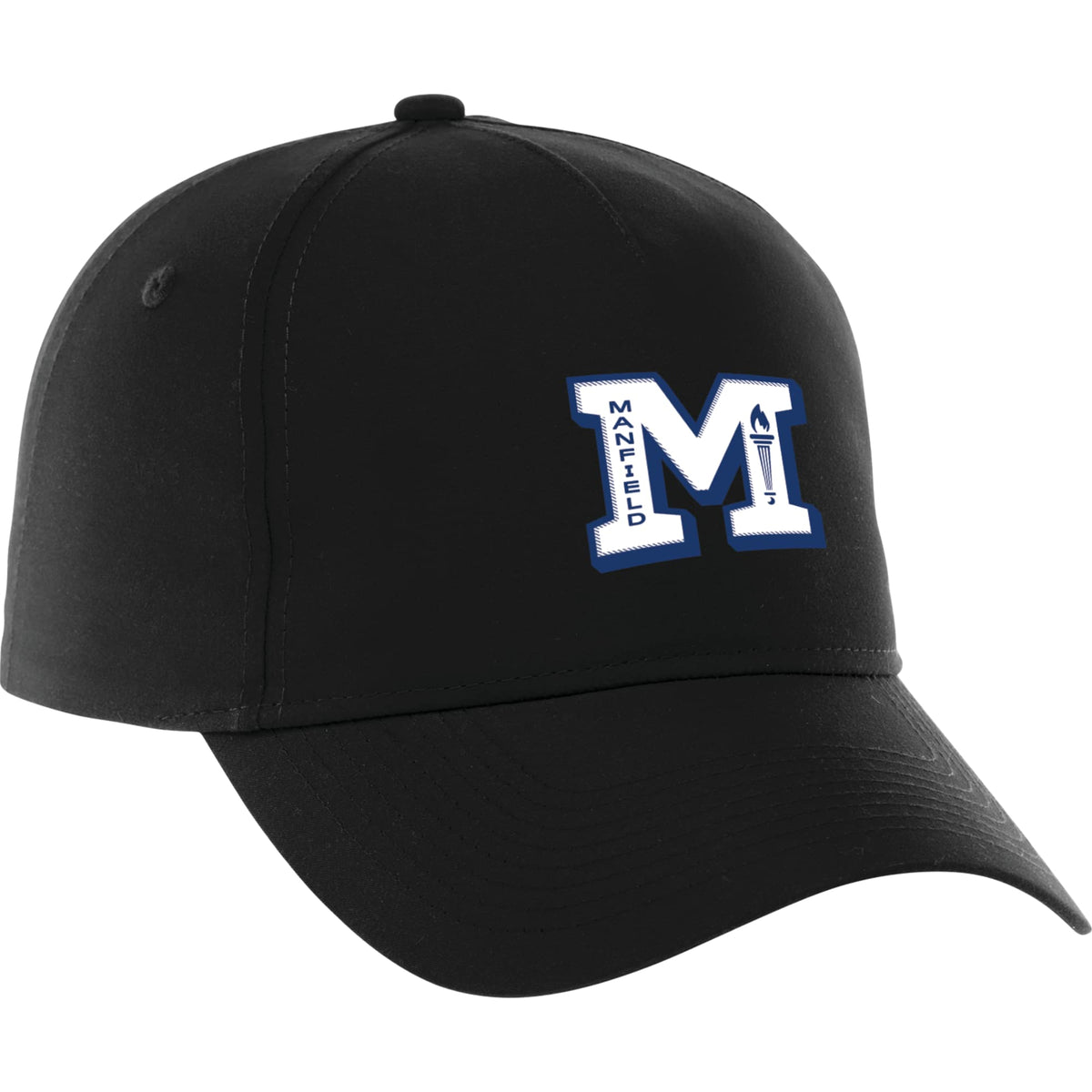 Dominate Microfiber Ball Cap with Seamless Front Transfer - Black - Front Flat