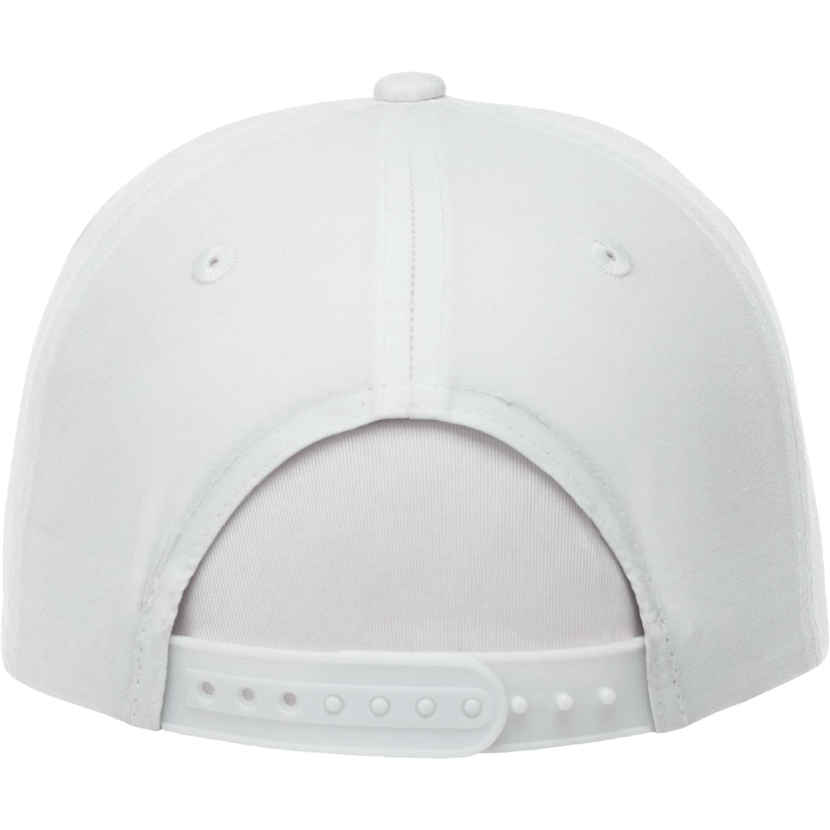 Dominate Microfiber Ball Cap with Seamless Front Transfer - White - Back Flat