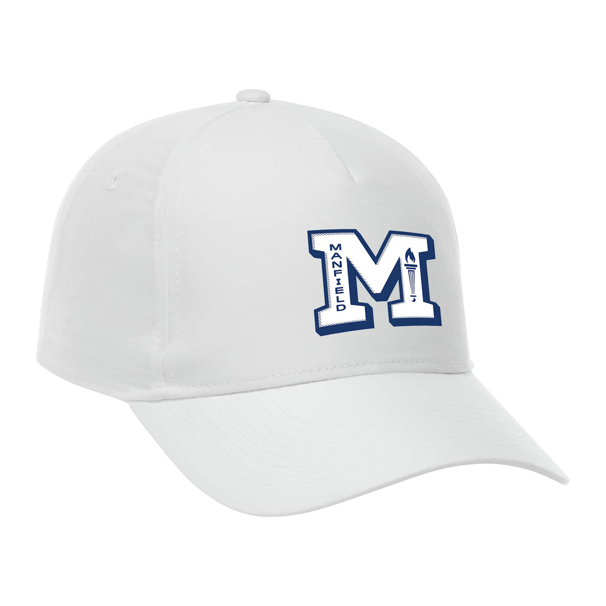 Dominate Microfiber Ball Cap with Seamless Front Transfer - White - Front Flat