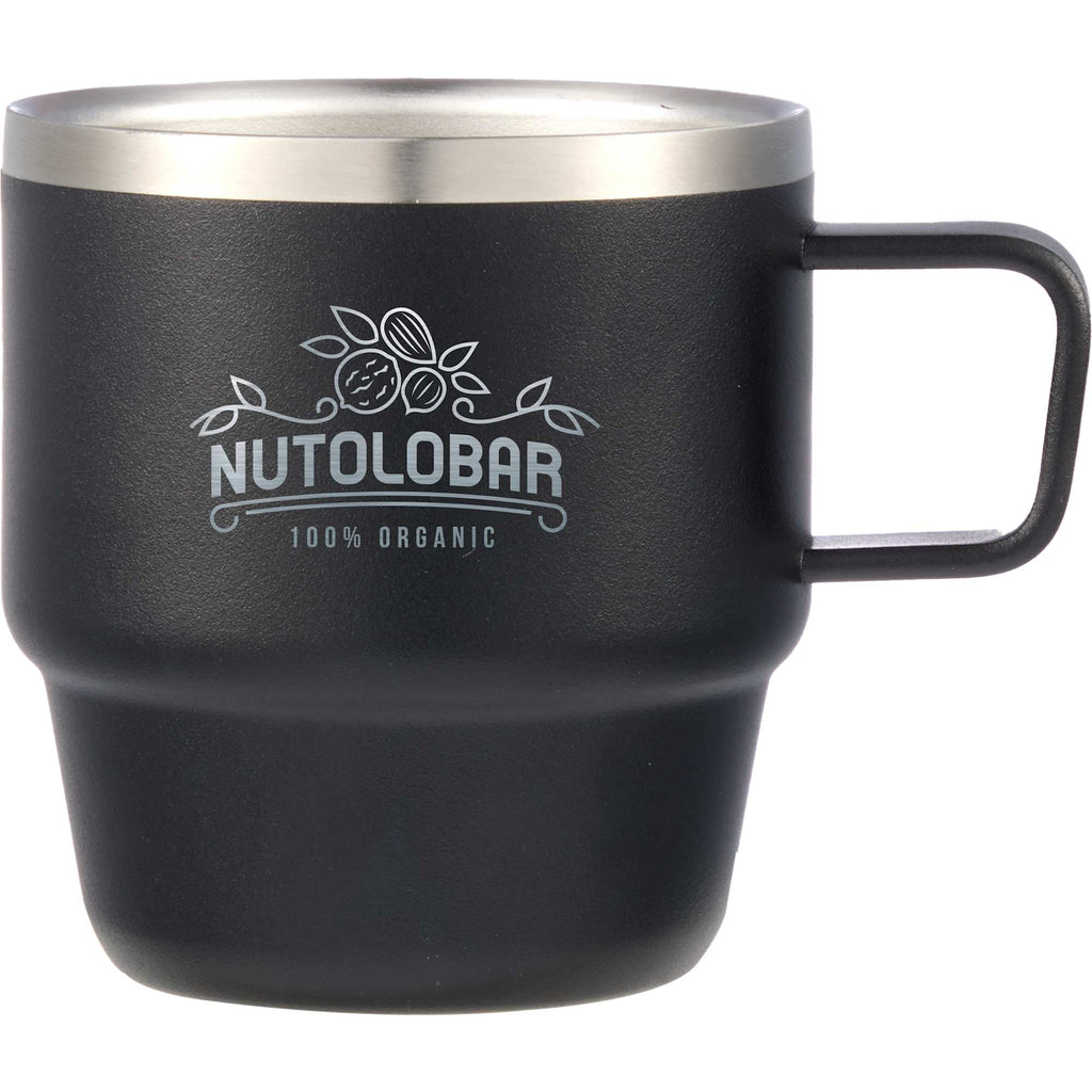 Doppio Stackable Espresso Mug Set in Recycled Steel, 6 oz - Black - Front