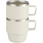Doppio Stackable Espresso Mug Set in Recycled Steel, 6 oz - Cream - Front Group