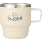 Doppio Stackable Espresso Mug Set in Recycled Steel, 6 oz - Cream - Front