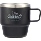 Doppio Stackable Espresso Mug Set in Recycled Steel, 6 oz Laser Engraving - Black - Front