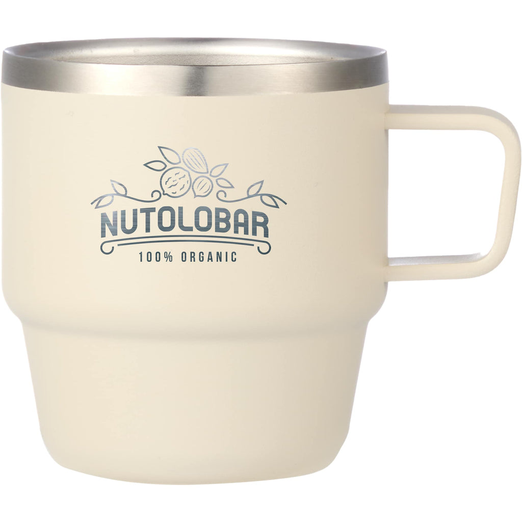 Doppio Stackable Espresso Mug Set in Recycled Steel, 6 oz Laser Engraving - Cream - Front