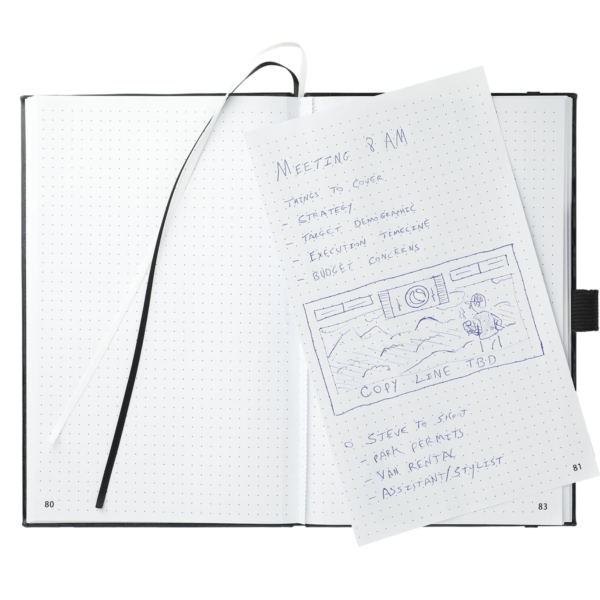 Dotted Planning Notebook with Numbered Pages, 5.5 x 8.5 Inches - Black - Front 2