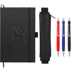 Dotted Planning Notebook with Three Gel Pens, 5.5 x 8.5 Inches - Black - Front