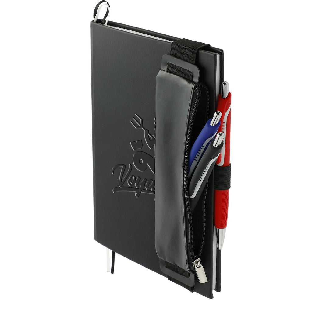 Dotted Planning Notebook with Three Gel Pens, 5.5 x 8.5 Inches - Black - Left Angle