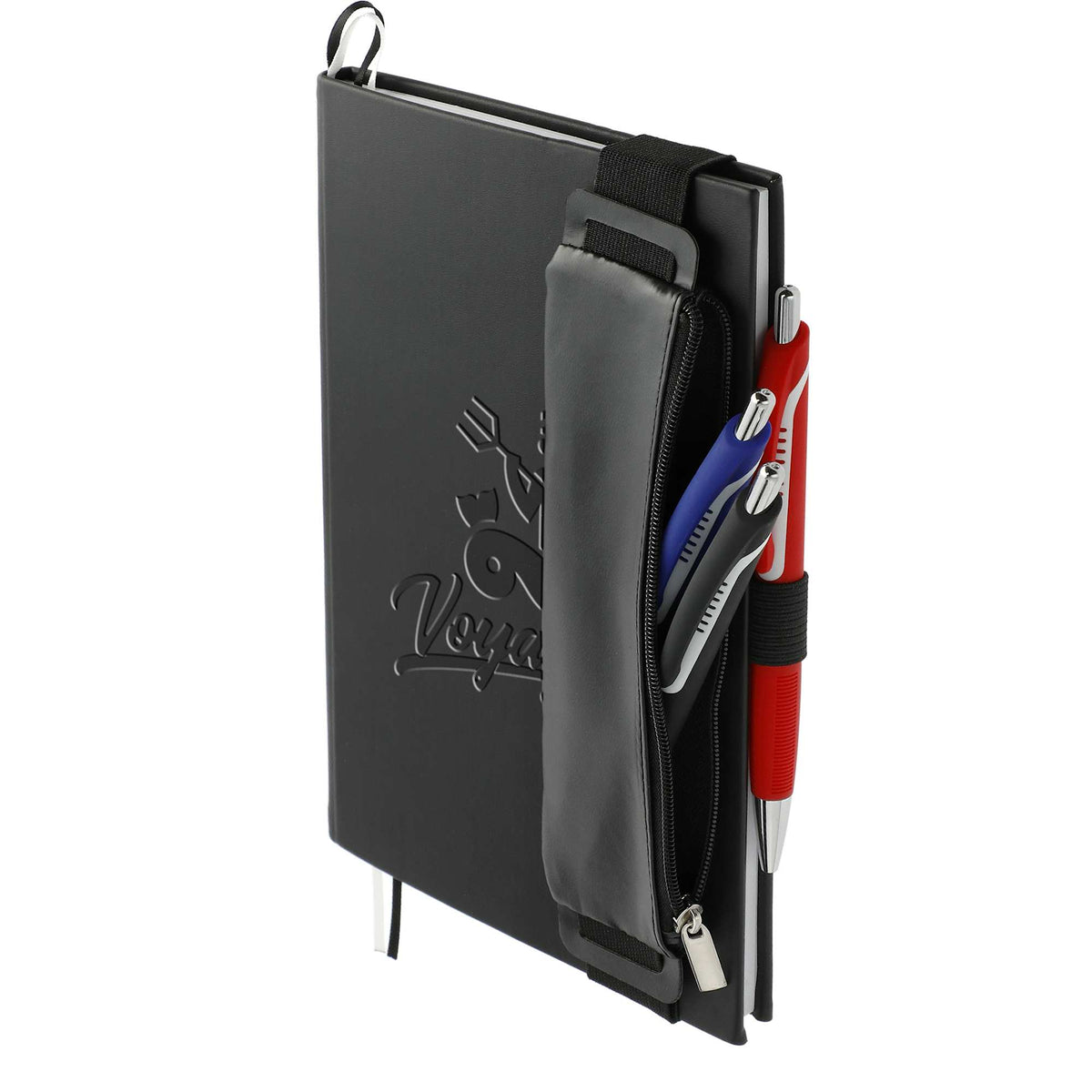 Dotted Planning Notebook with Three Gel Pens, 5.5 x 8.5 Inches Debossing - Black - Left Angle