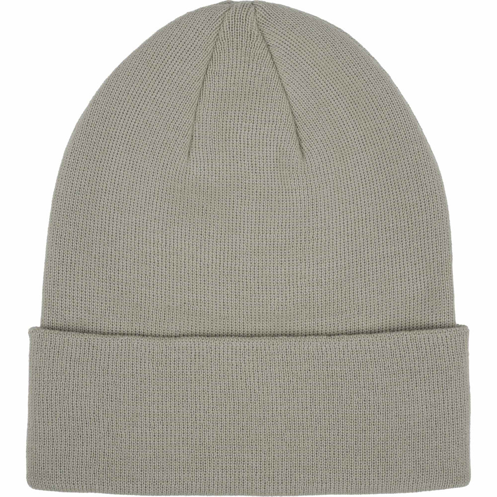 Double Layer Beanie in Recycled Knit Embroidery - Fossil - Front 2