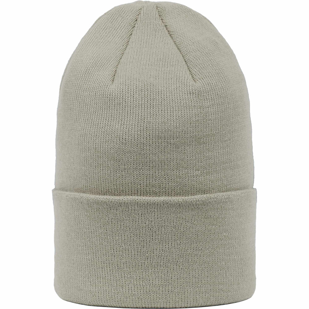 Double Layer Beanie in Recycled Knit Embroidery - Fossil - Front