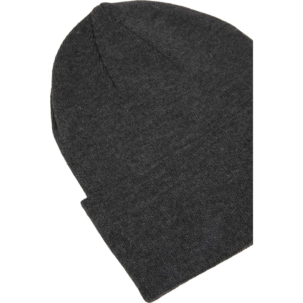 Double Layer Beanie in Recycled Knit Embroidery - Heather Dark Charcoal - Detail