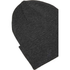 Double Layer Beanie in Recycled Knit Embroidery - Heather Dark Charcoal - Detail