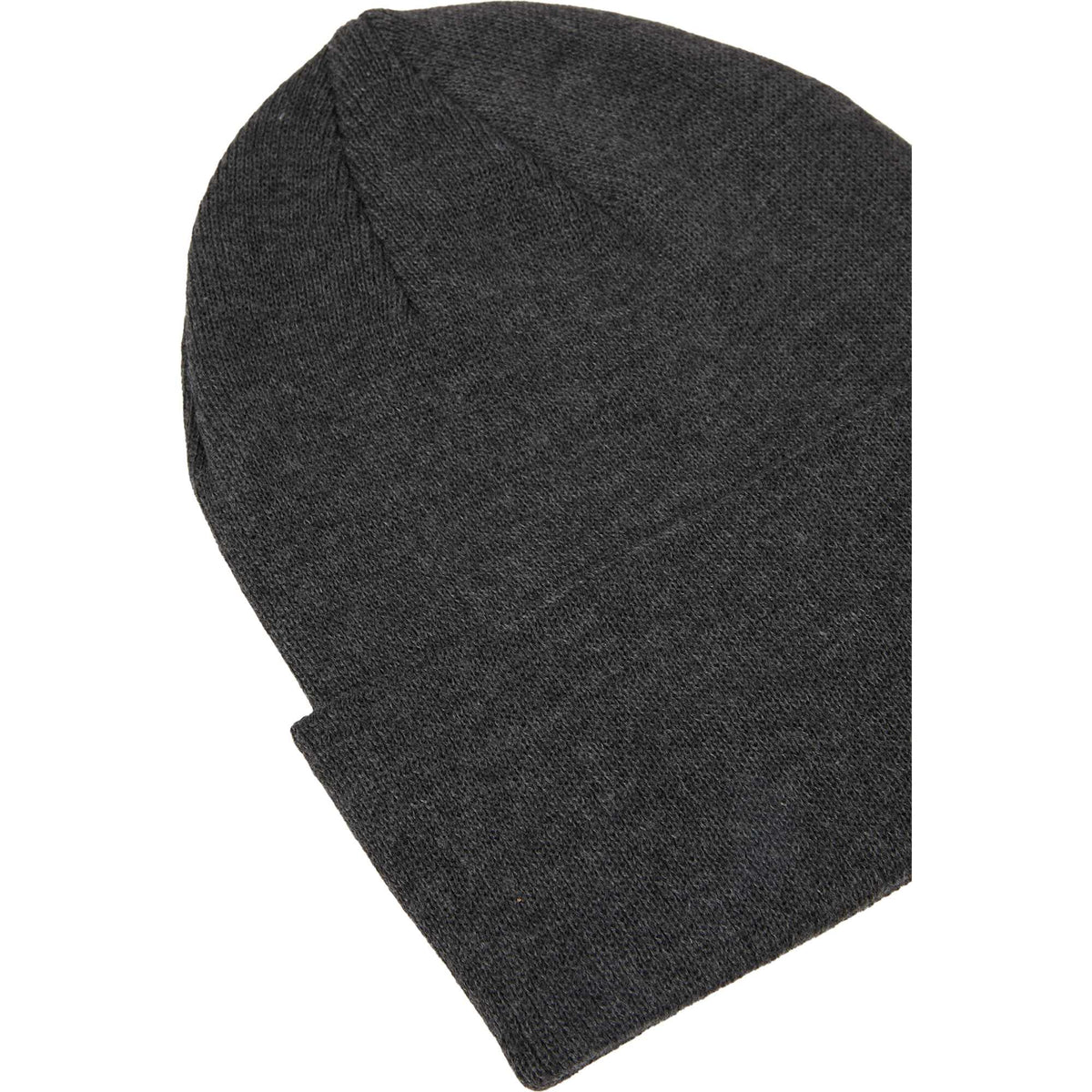Double Layer Beanie in Recycled Knit Embroidery - Heather Dark Charcoal - Detail