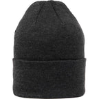 Double Layer Beanie in Recycled Knit Embroidery - Heather Dark Charcoal - Front 2