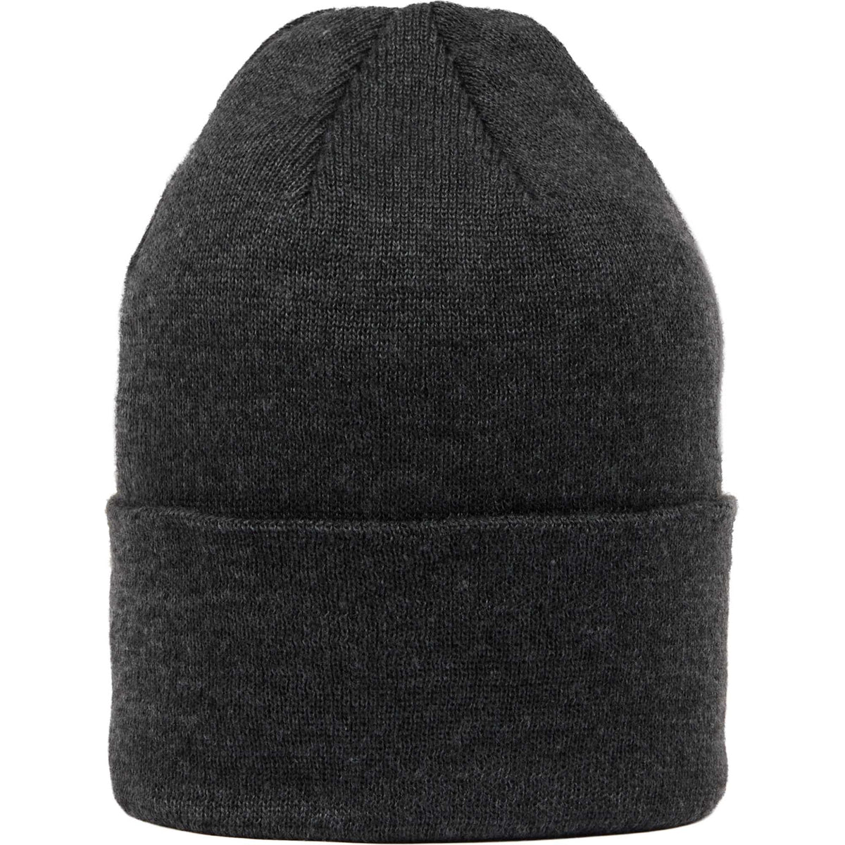 Double Layer Beanie in Recycled Knit Embroidery - Heather Dark Charcoal - Front 2