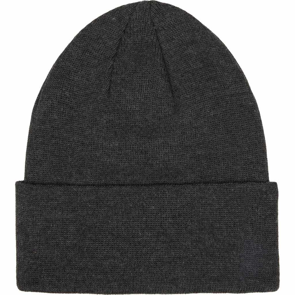 Double Layer Beanie in Recycled Knit Embroidery - Heather Dark Charcoal - Front
