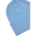 Double Layer Beanie in Recycled Knit Embroidery - Lake Blue - Detail