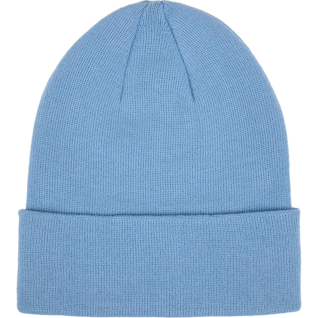 Double Layer Beanie in Recycled Knit Embroidery - Lake Blue - Front 2