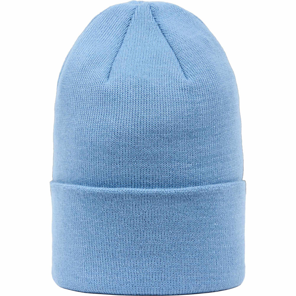 Double Layer Beanie in Recycled Knit Embroidery - Lake Blue - Front