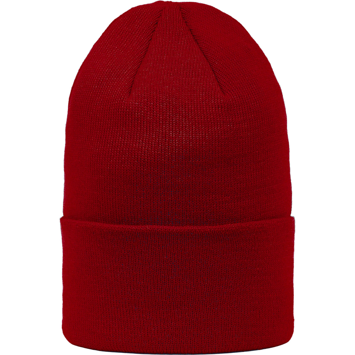 Double Layer Beanie in Recycled Knit Embroidery - Vintage Red - Front 2