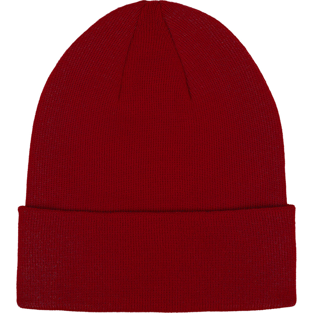 Double Layer Beanie in Recycled Knit Embroidery - Vintage Red - Front