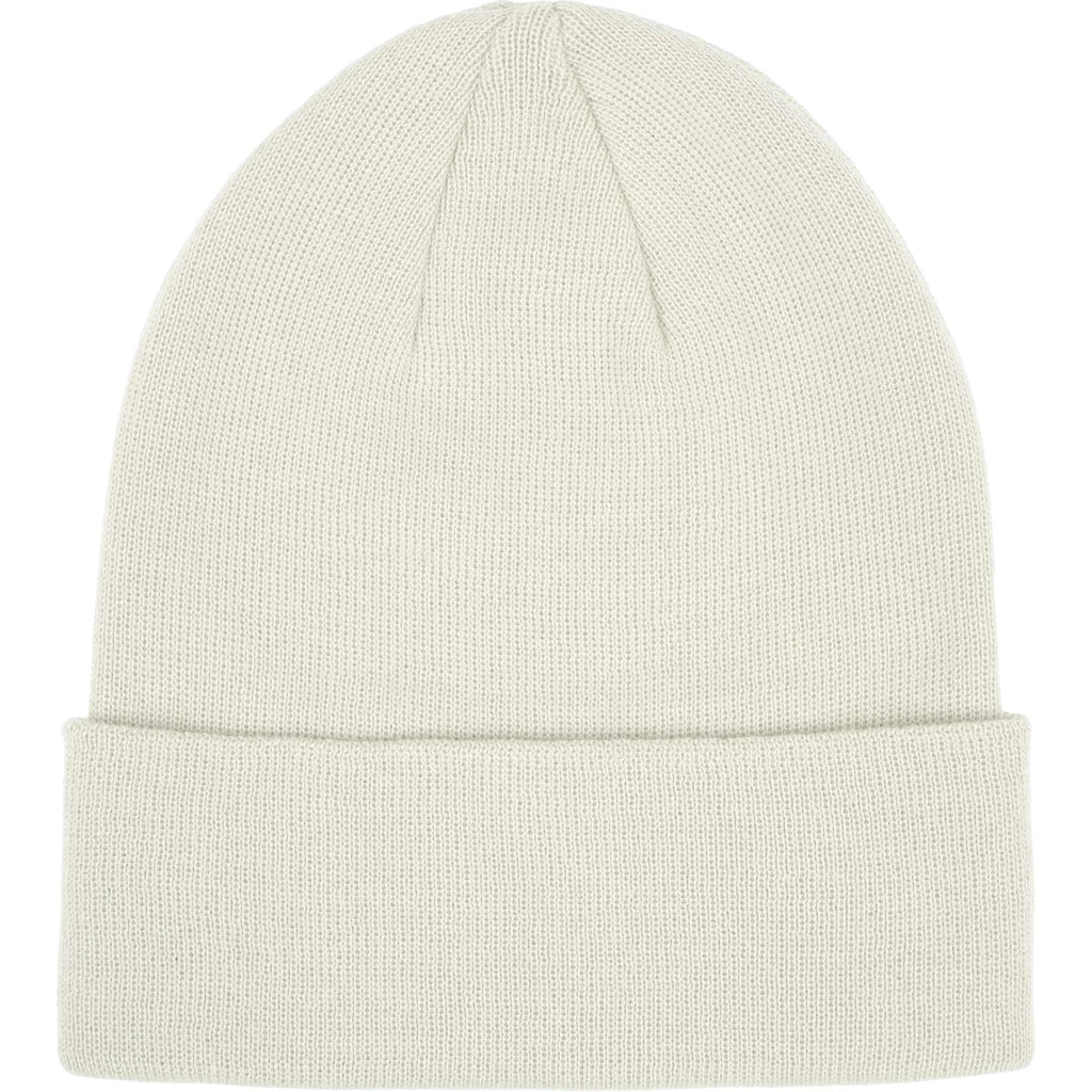Double Layer Beanie in Recycled Knit Embroidery - Vintage White - Front 2