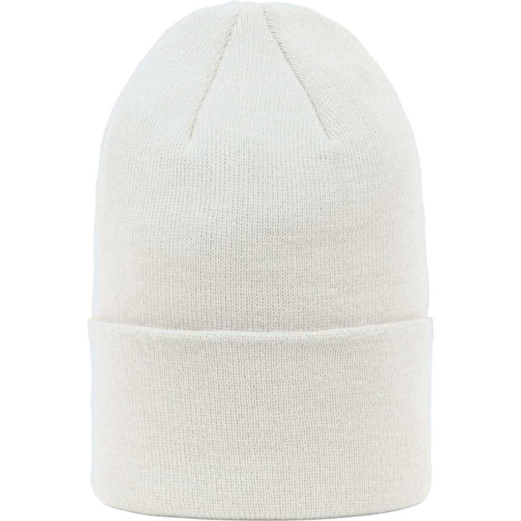 Double Layer Beanie in Recycled Knit Embroidery - Vintage White - Front
