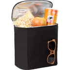Double Lined Cooler with Removable Liner, 9 Cans Embroidery - Black - Propped 2