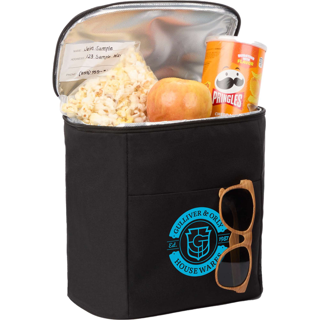 Double Lined Cooler with Removable Liner, 9 Cans Embroidery - Black - Propped