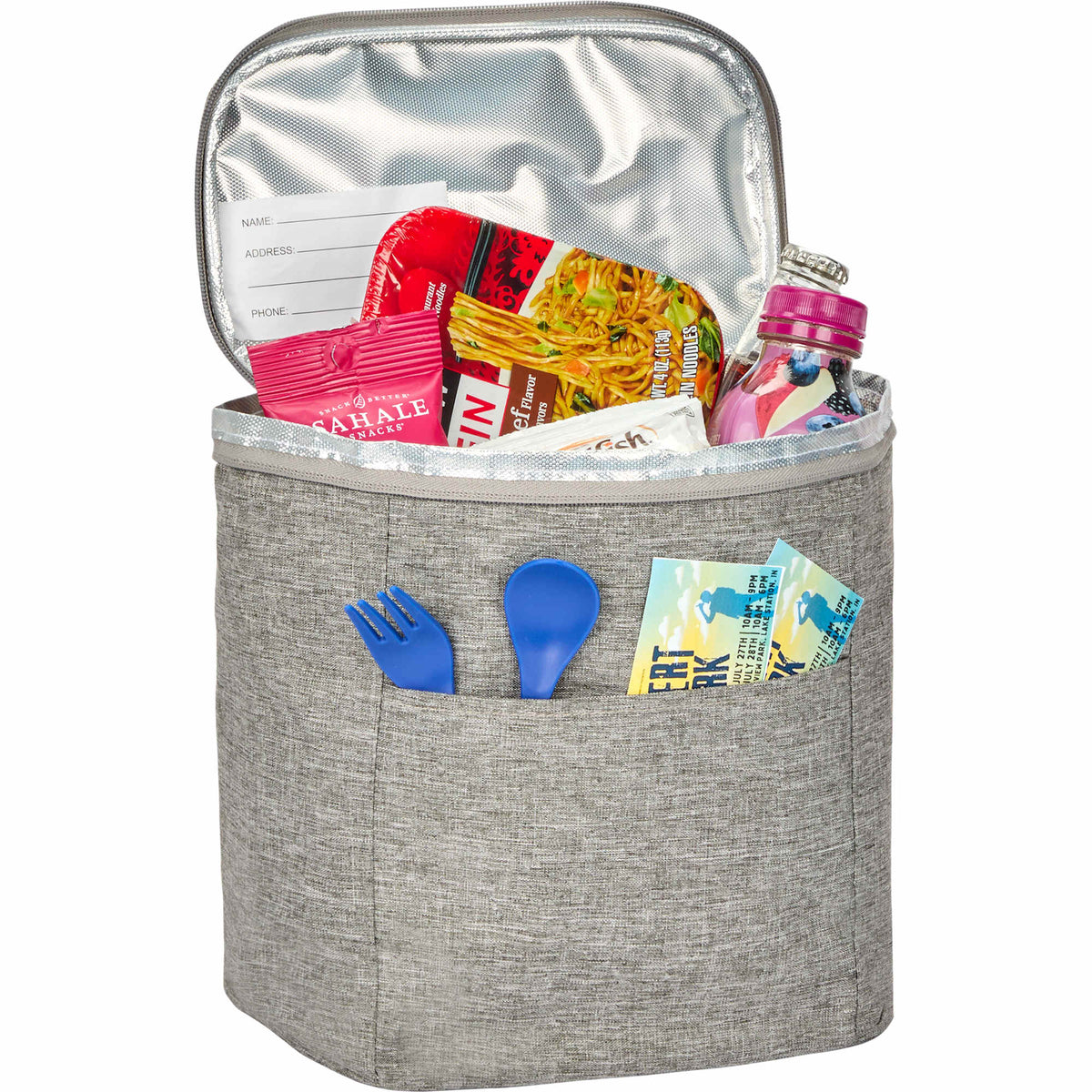 Double Lined Cooler with Removable Liner, 9 Cans Embroidery - Graphite - Propped