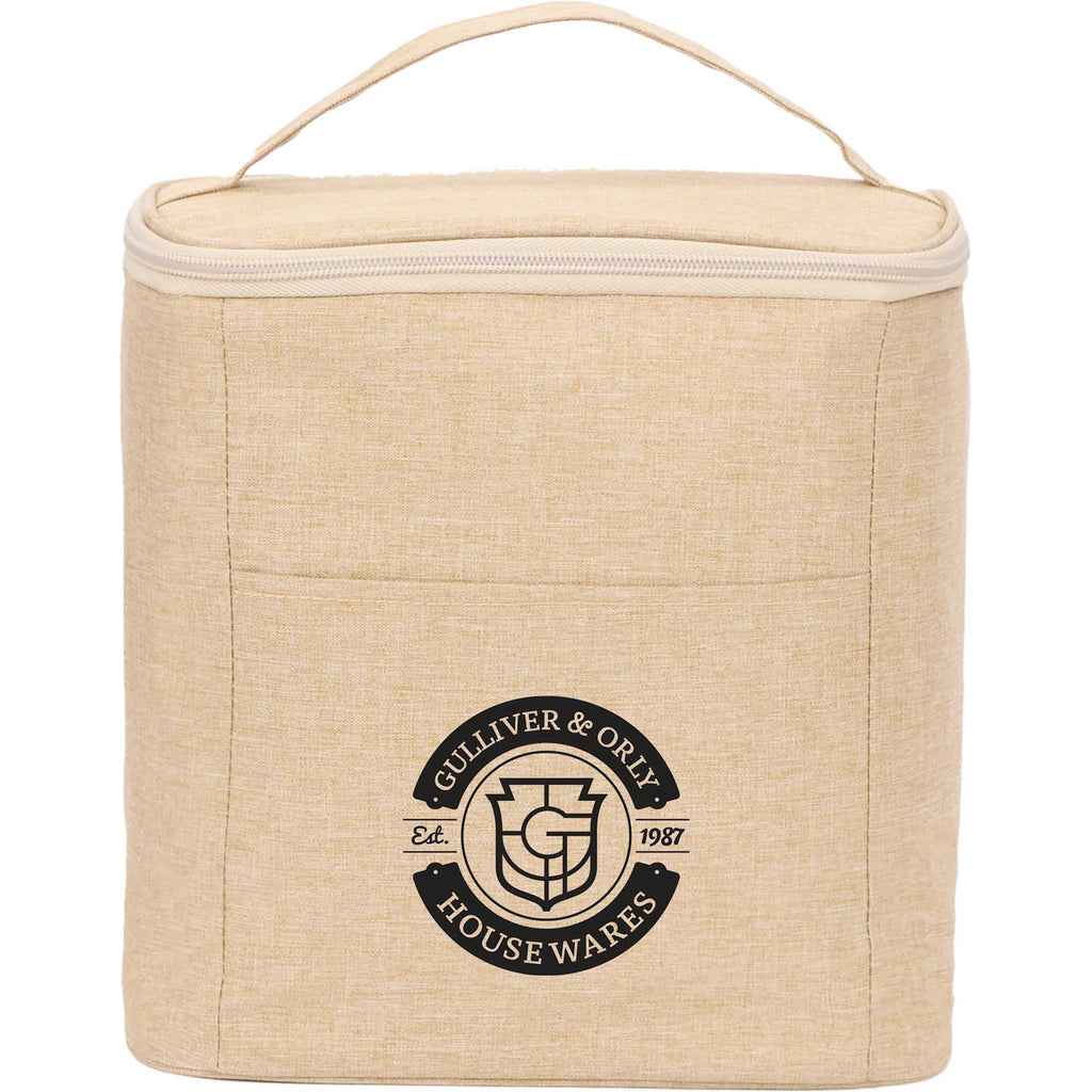 Double Lined Cooler with Removable Liner, 9 Cans Embroidery - Natural - Front