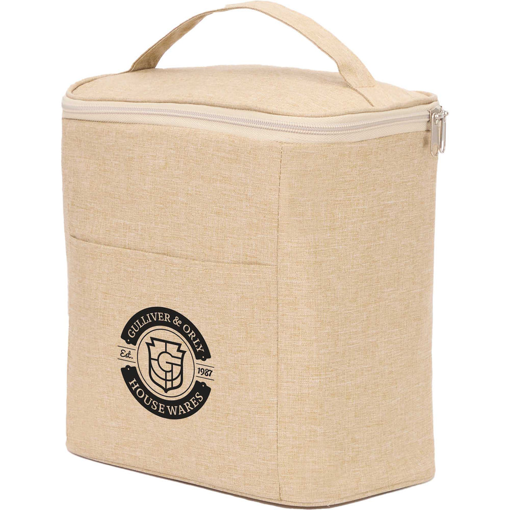 Double Lined Cooler with Removable Liner, 9 Cans Embroidery - Natural - Left Angle