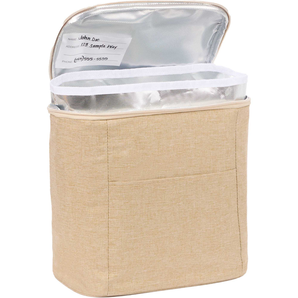 Double Lined Cooler with Removable Liner, 9 Cans Embroidery - Natural - Open Liner 2