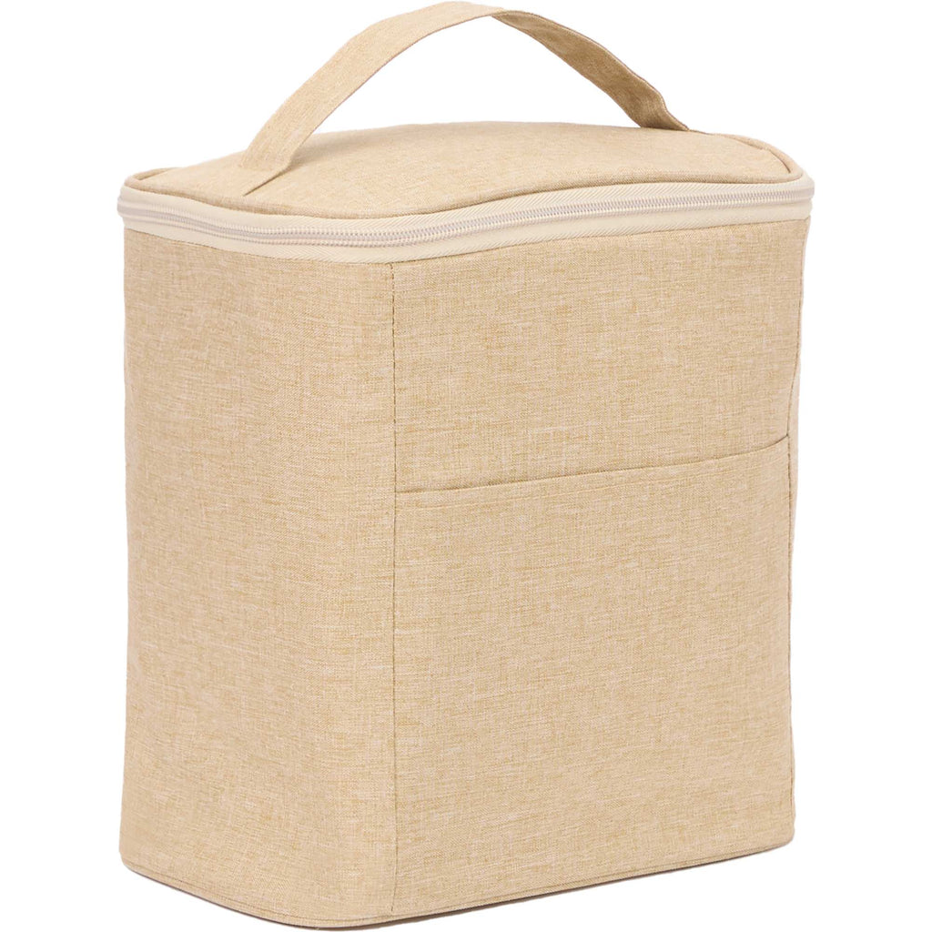 Double Lined Cooler with Removable Liner, 9 Cans Embroidery - Natural - Right Angle 2