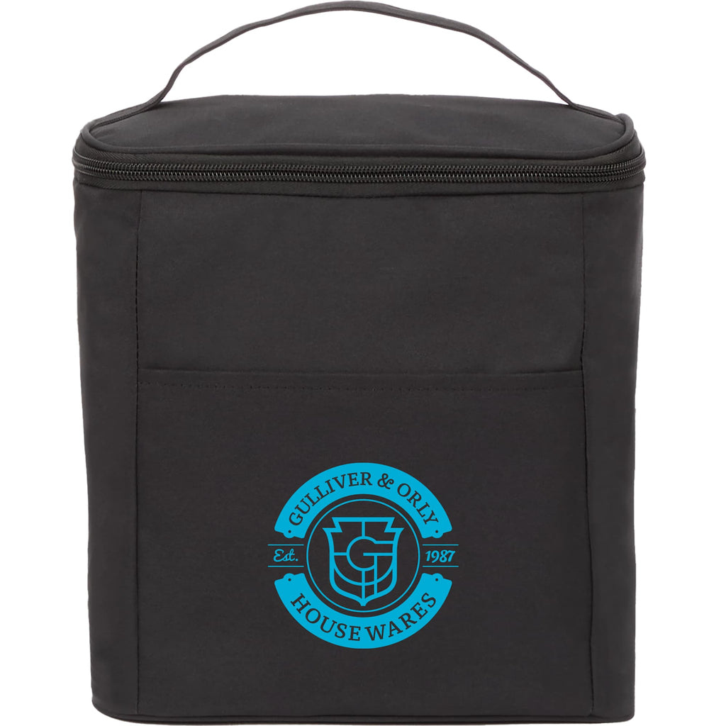 Double Lined Cooler with Removable Liner, 9 Cans Full Color - Black - Front