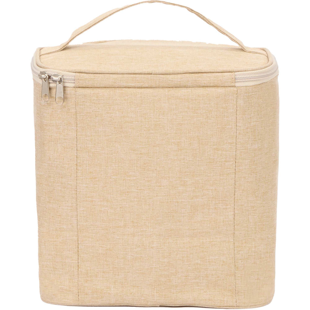 Double Lined Cooler with Removable Liner, 9 Cans Full Color - Natural - Back