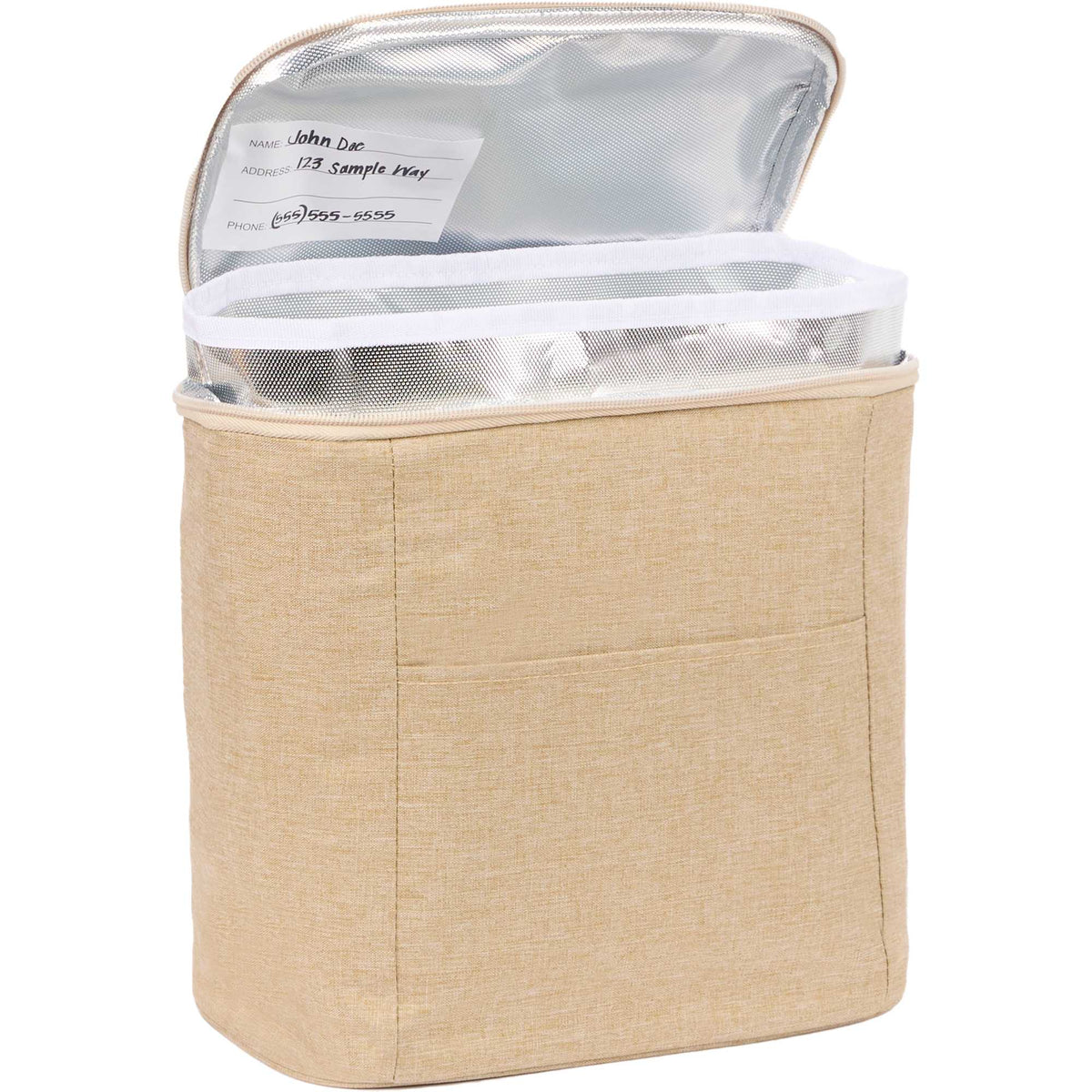Double Lined Cooler with Removable Liner, 9 Cans Full Color - Natural - Open Liner 2