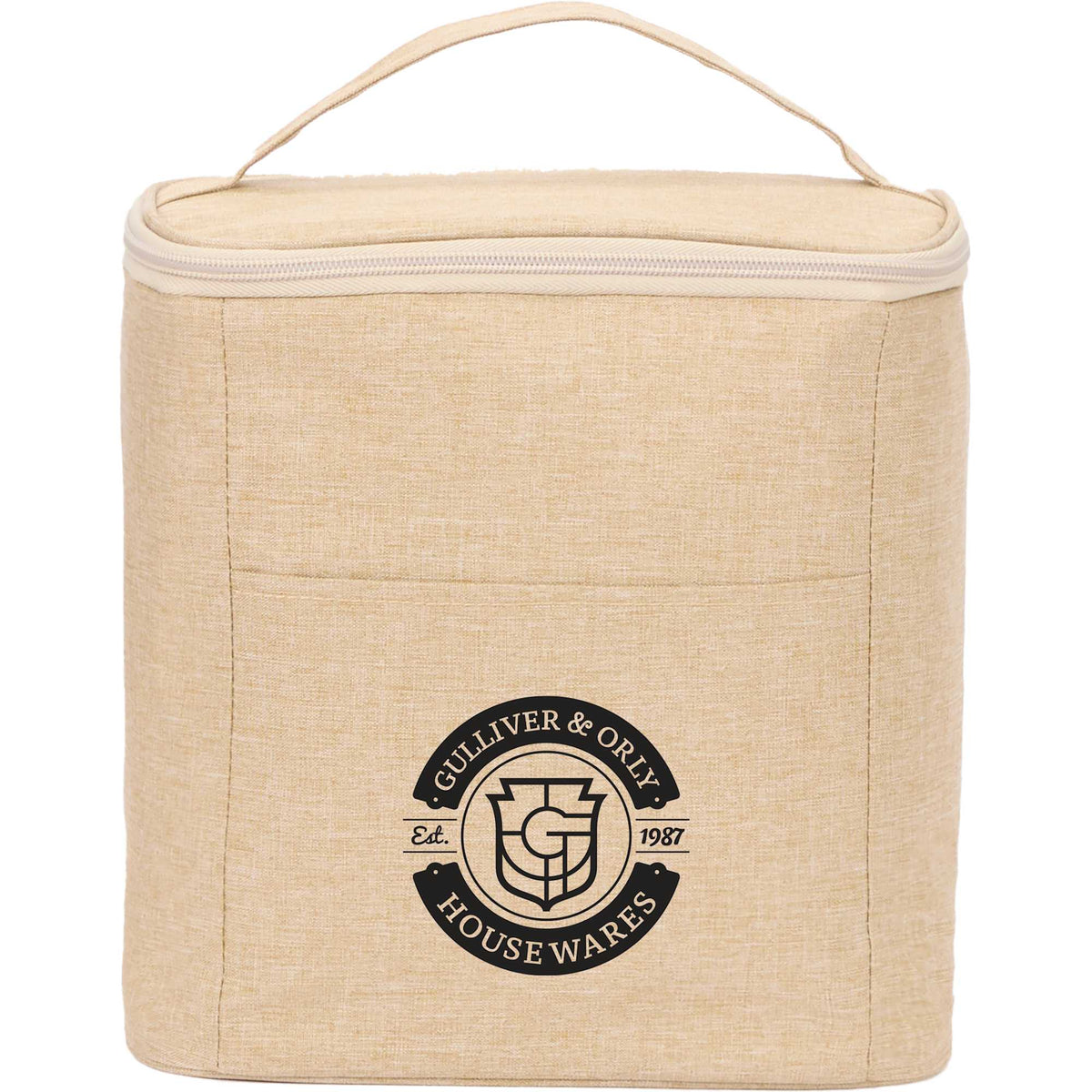 Double Lined Cooler with Removable Liner, 9 Cans - Natural - Front