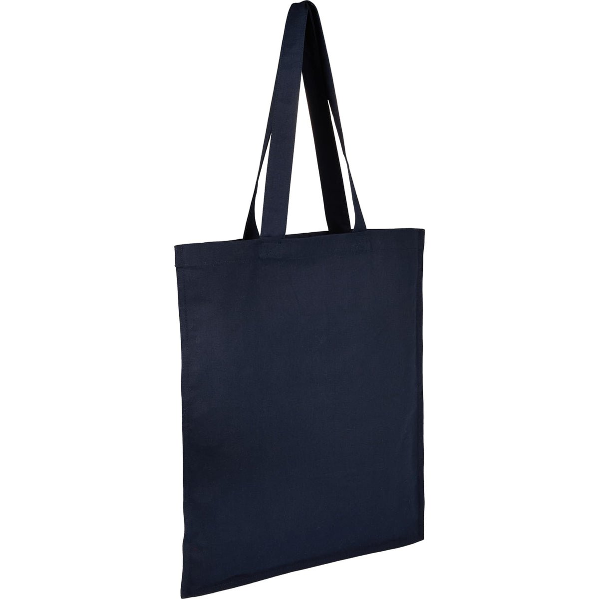 Double Stitched Organic Cotton Tote, 8 oz Embroidery - Navy - Right Angle