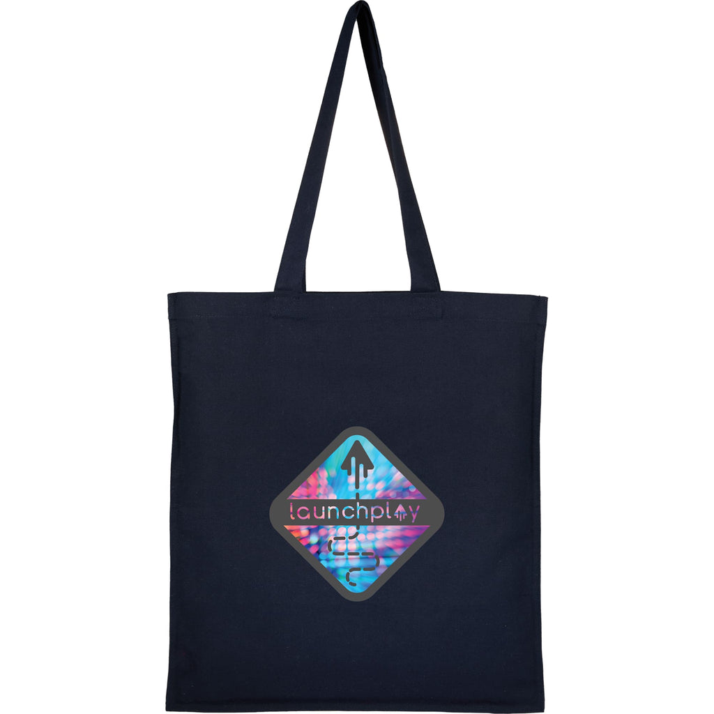 Double Stitched Organic Cotton Tote, 8 oz Transfer - Navy - Front