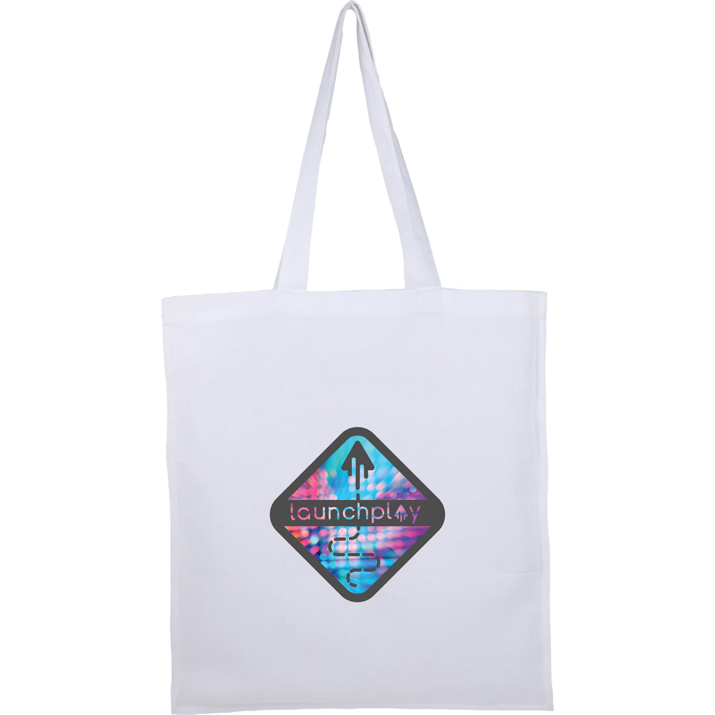 Double Stitched Organic Cotton Tote, 8 oz - White - Front