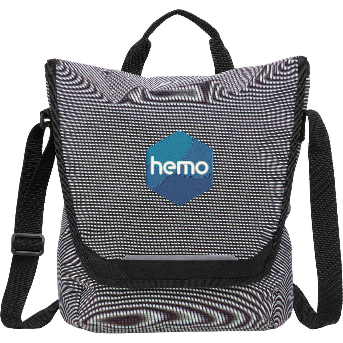 Dover Messenger Bag with Laptop Sleeve in Recycled PET - Gray - Front