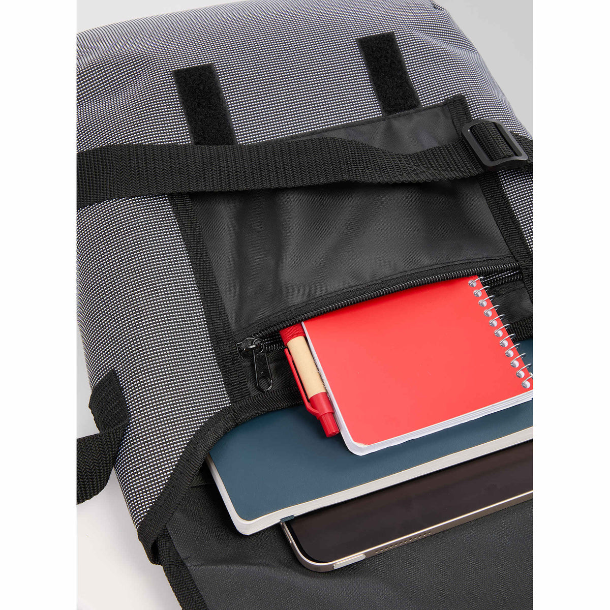 Dover Messenger Bag with Laptop Sleeve in Recycled PET - Gray - Propped