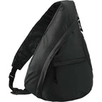 Downtown Sling Backpack in 210D Polyester Full Color - Black - Right Angle