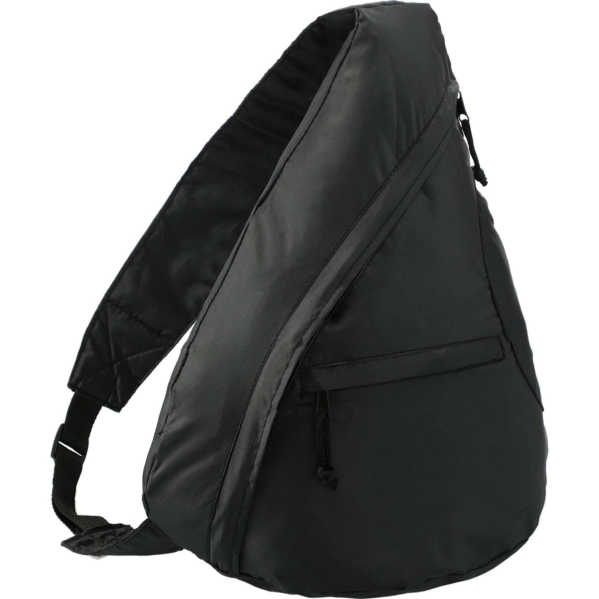 Downtown Sling Backpack in 210D Polyester Full Color - Black - Right Angle