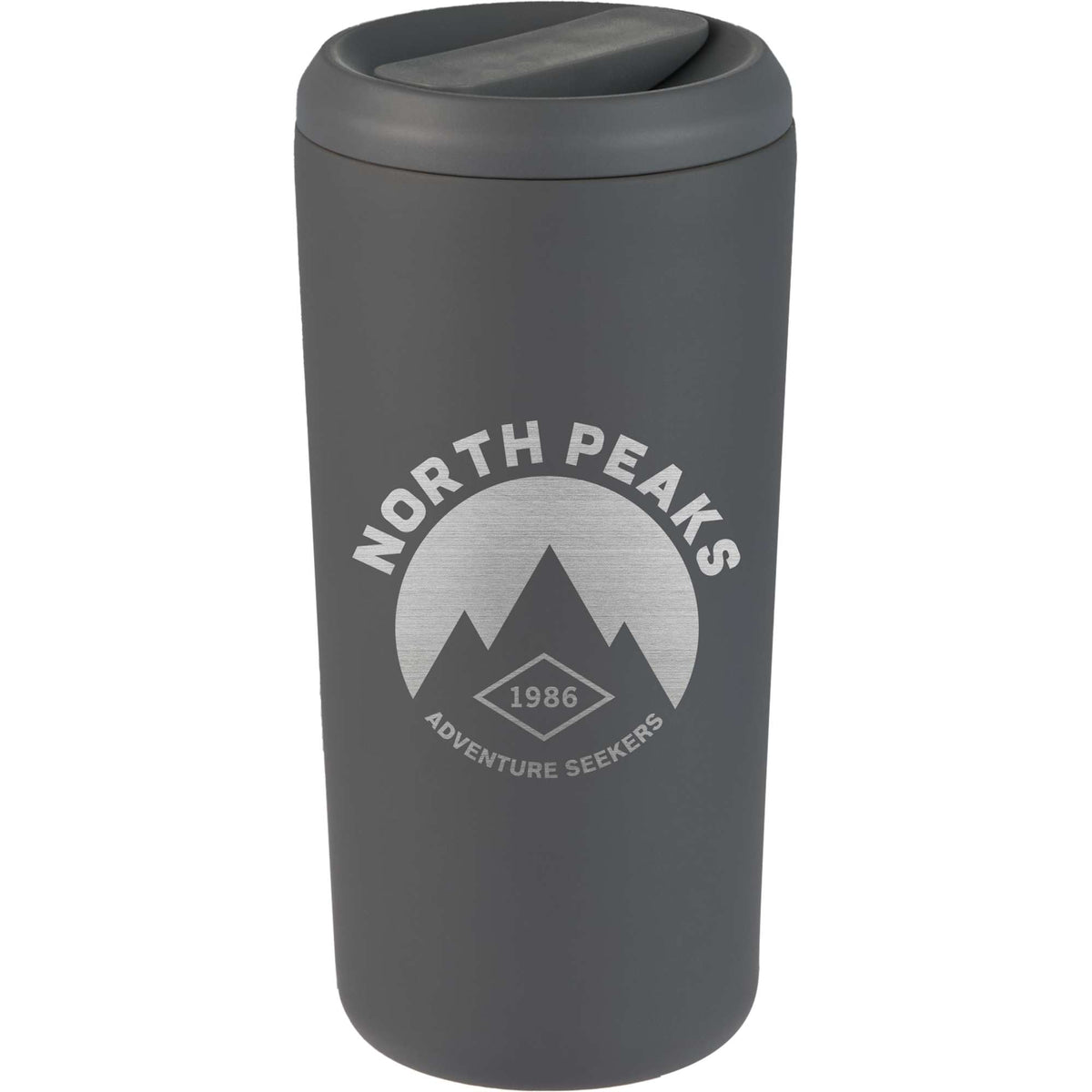 Drake Recycled Tumbler with Twist Lid, 16 oz Laser Engraving - Gray - Front