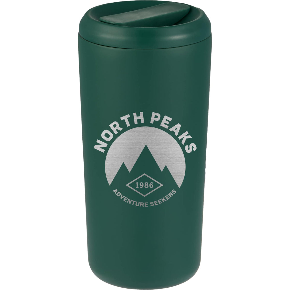 Drake Recycled Tumbler with Twist Lid, 16 oz Laser Engraving - Green - Lid Front